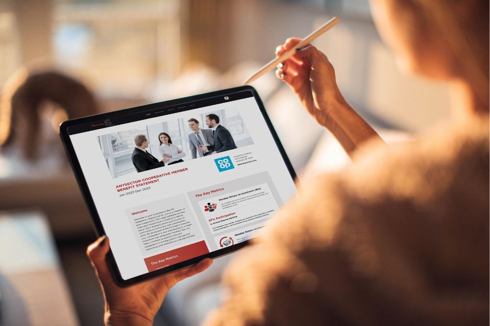 cooperative member view a member benefits statement on tablet